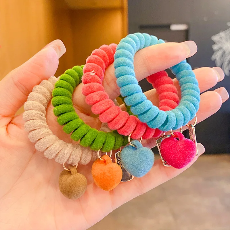 

Fashion Woman Girls Hair Ropes Flowers Elastic Hair Bands Telephone Line Candy Color Small Hair Scrunchies Bum Hair Accessories
