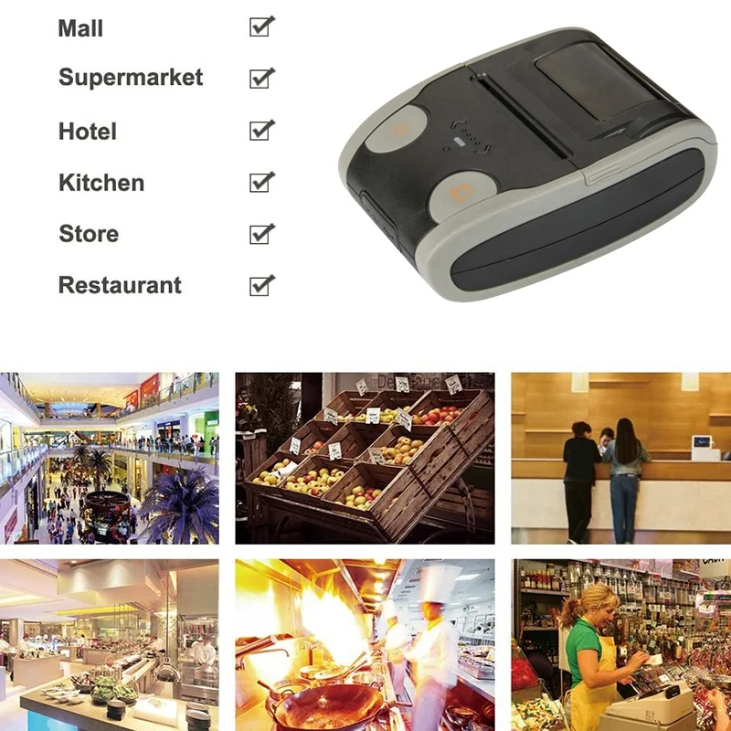 

Receipt Printer 58mm Bluetooth Thermal 1400 MAh QR Code for Android