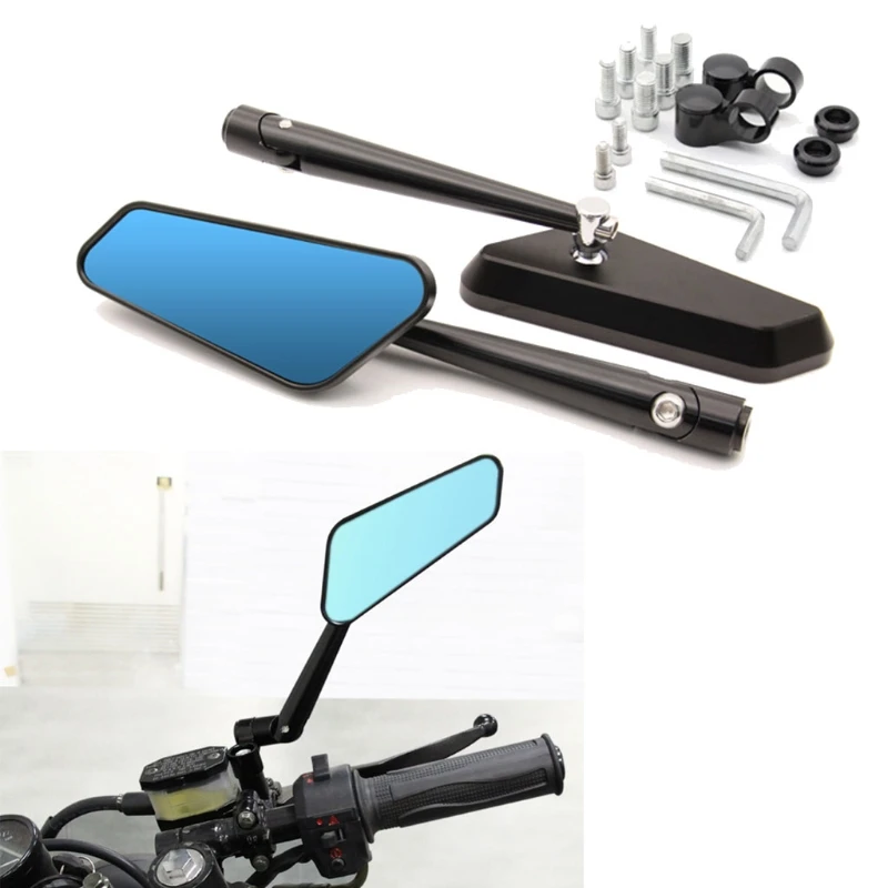 

Left Right Blue Reflective Rearview Mirror Motor Bicycle Back Sight Reflector T3ED