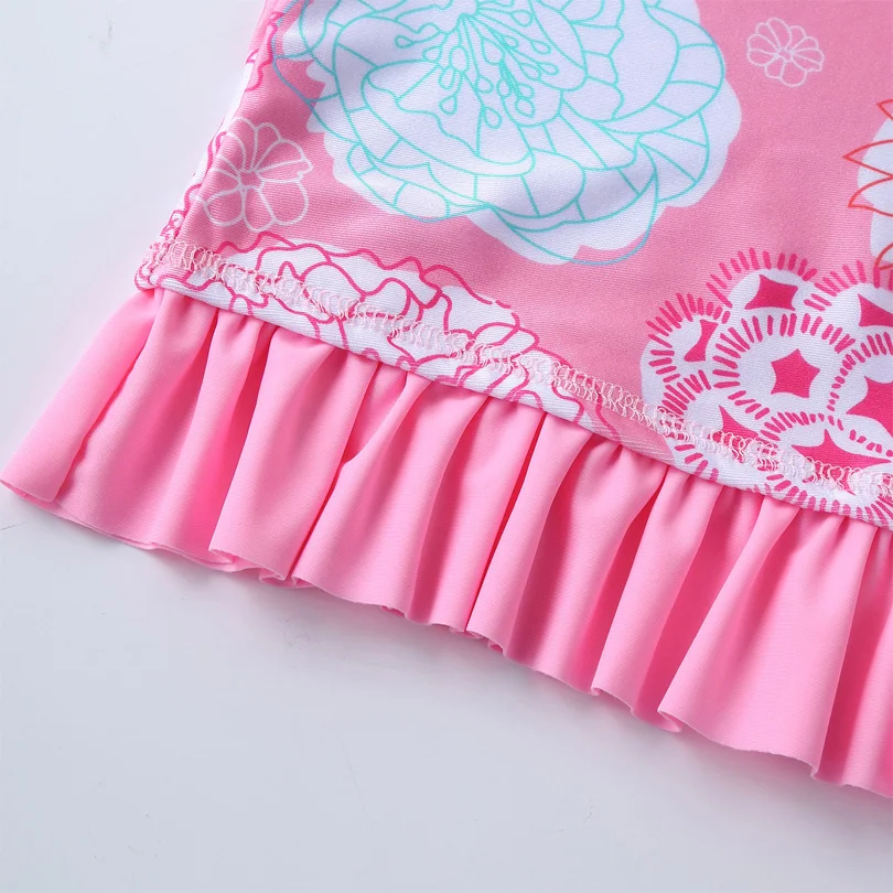 Summer 2 Piece Suits Beach Swimwear Baby Girls Brazilian Swimsuits Bikinis Set Long Sleeve Rashguard with Ruffle Bikini Panties