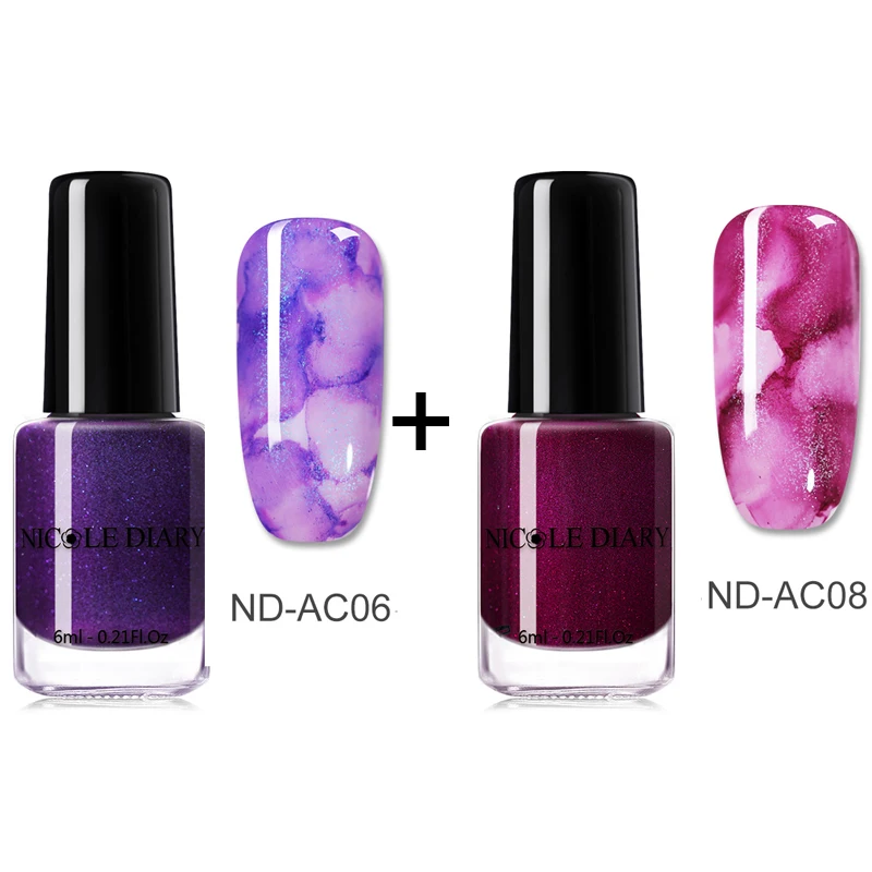 6ml Set 6 NICOLE DIARY 15 мл/6 мл акварельный лак для ногтей Цветущий DIY гель для ногтей Маникюрный Декор эффект дыма пузырьковый лак маникюрный лак - Цвет: 6ml Set 6