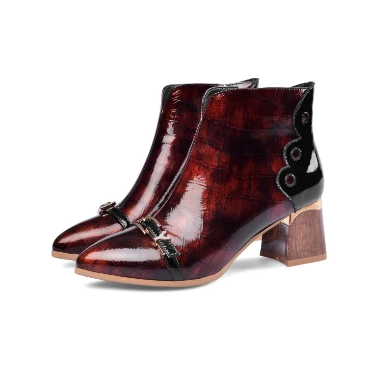 MLJUESE/женские ботильоны из коровьей кожи Зимние короткие плюшевые ботинки на