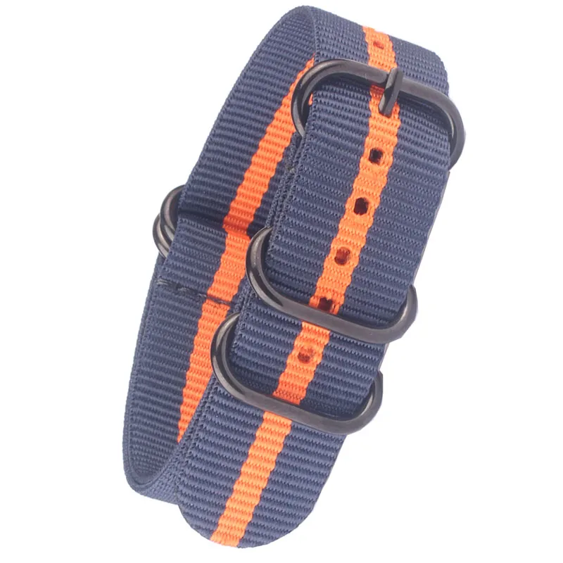 Navy-Orange-Navy A Купить 2 получить скидку 10%) Nato черное кольцо Пряжка 18 мм 20 мм 22 мм 24 мм Ремешки для наручных часов для мужчин и женщин ремешок для наручных часов Ремешок Пряжка zulu - Цвет ремешка: Navy-Orange-Navy A