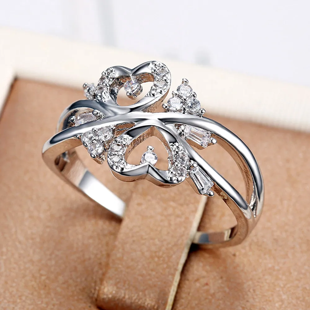 Любящее сердце из циркона кольца с бриллиантами для женщин femme покрытием 18 ти