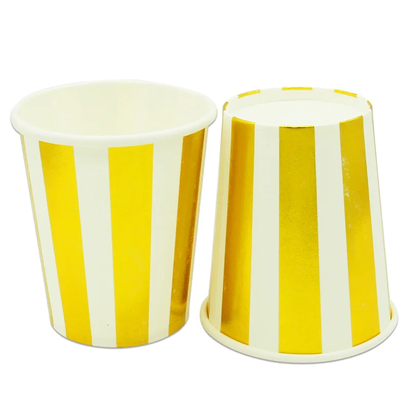 Gold Striped 10 шт. 7 дюймов фольга серебряная звезда День рождения Свадебная вечеринка принадлежности украшения блюдо для торта одноразовые бумажные тарелки для детского душа сувениры - Цвет: Gold Striped
