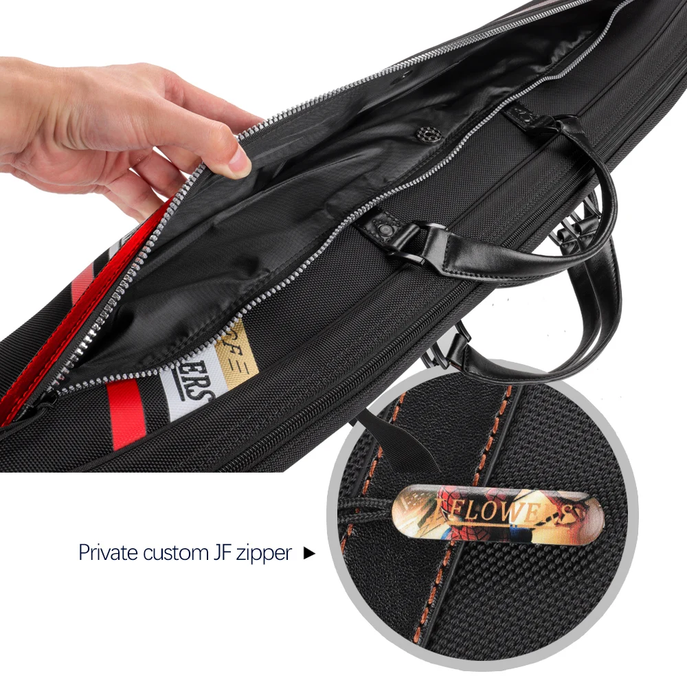 

JF J-flowers Billiard Case 3 Butts 4 Shafts 7 Holes Large Capacity Pocket Cue Case Waterproof Fabric Wear-resistant Carrying Bag