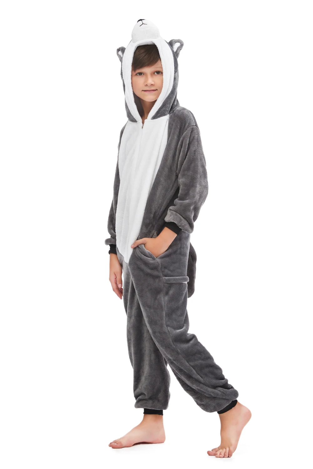 Детские кигуруми в виде Сибирского Хаски с мультяшными животными