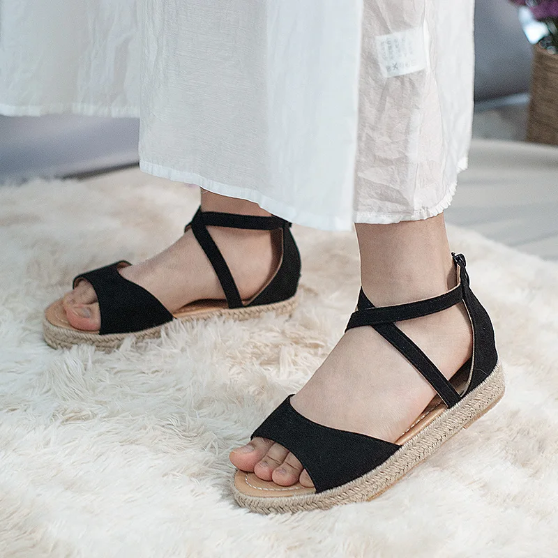 Женские босоножки Женская Повседневная пляжная обувь из пеньковой ткани на