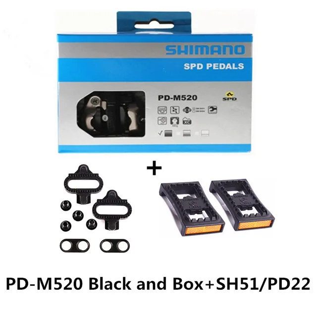 SHIMANO PD-M520/PD-M540 замок шаг горный велосипед самоблокирующаяся педаль с SH51 замок часть может добавить PD22 Замок кусок абсолютно новая коробка - Цвет: M520 Black and PD22