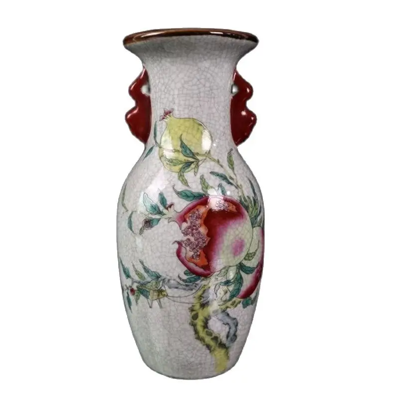 

Chinese Old Porcelain Open Piece Pastel Smile Open Pattern Double Ear Bottle