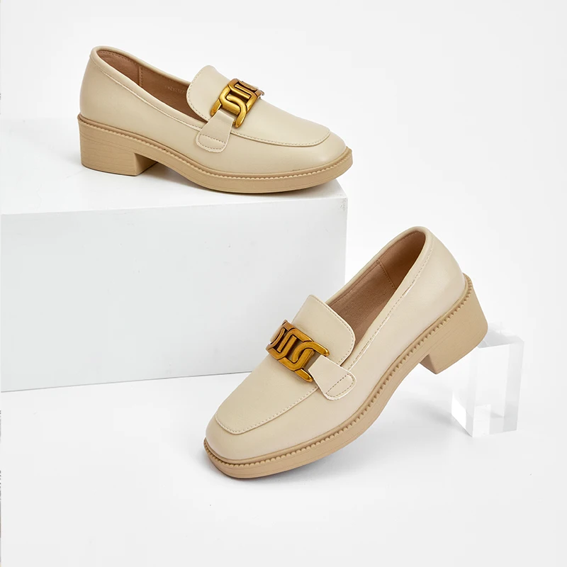 

DUSTO 2021 new autumn square leather shoes for women