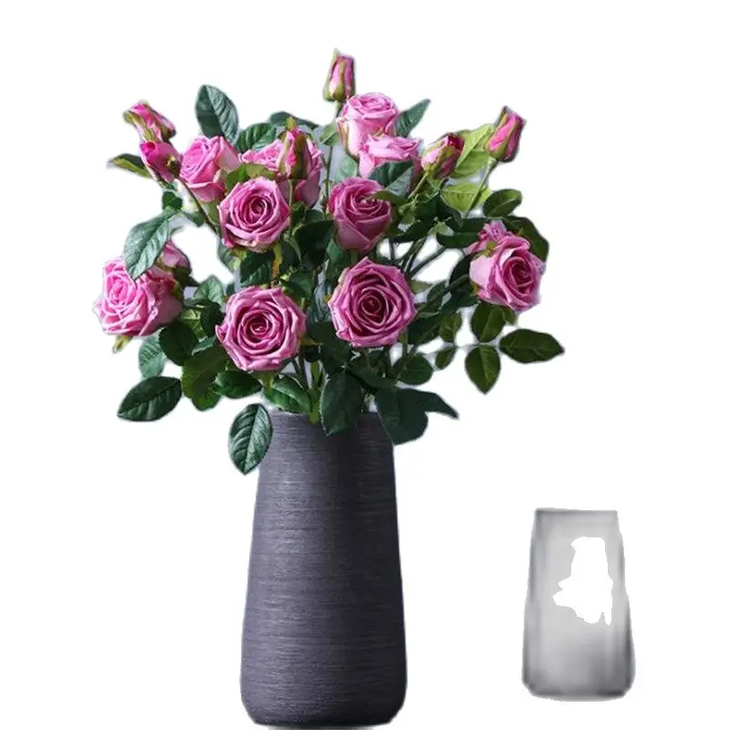 

7P Fake Long Stem Moisturizing Rose 31" Length Simulation Teal Touch Curling Roses for Wedding Home Decorative Artificial Flower