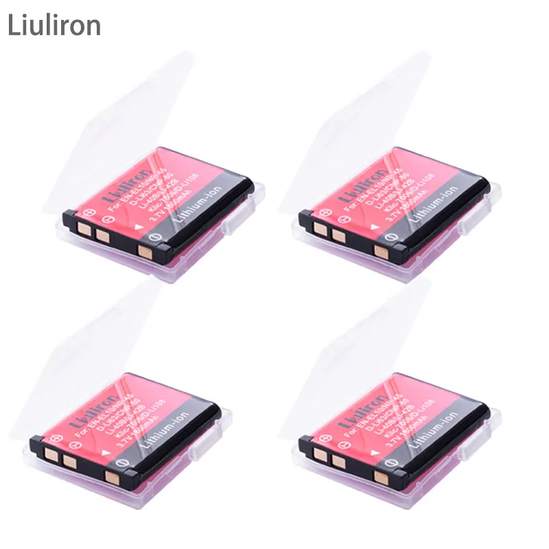 4battery 5x Li-40B LI-42B LI ion аккумулятор 40B 42B LI40B Батарейки+ ЖК-дисплей USB Зарядное устройство для ЖК-дисплея с подсветкой FUJIFILM NP-45 NP 45 NP45 NP 45A 45B 45S для Nikon EN-EL10 - Цвет: 4battery