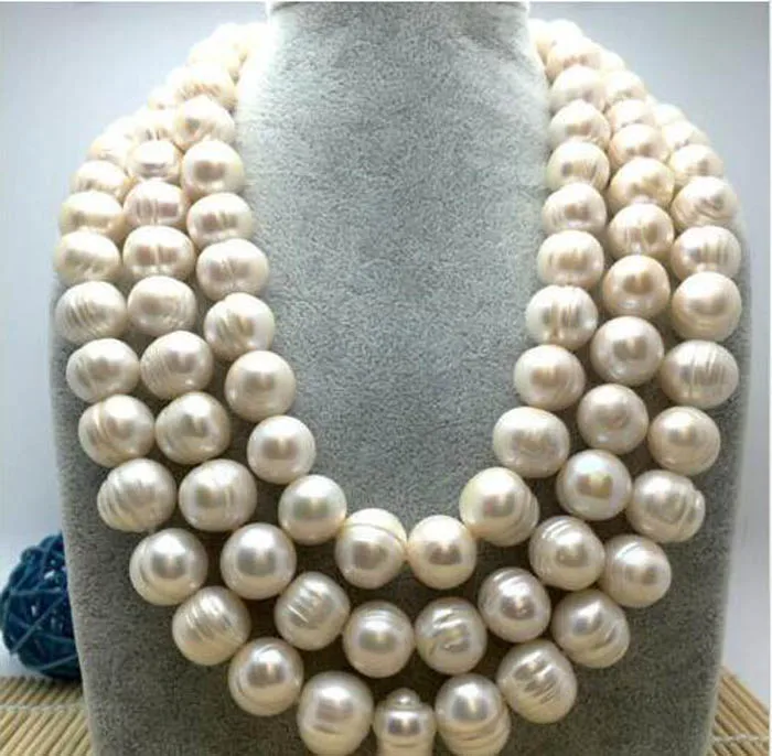 

HUGE 12-13MM NATURAL SOUTH SEA GENUINE WHITE PEARL NECKLACE 50" 14K GOLD CLASP