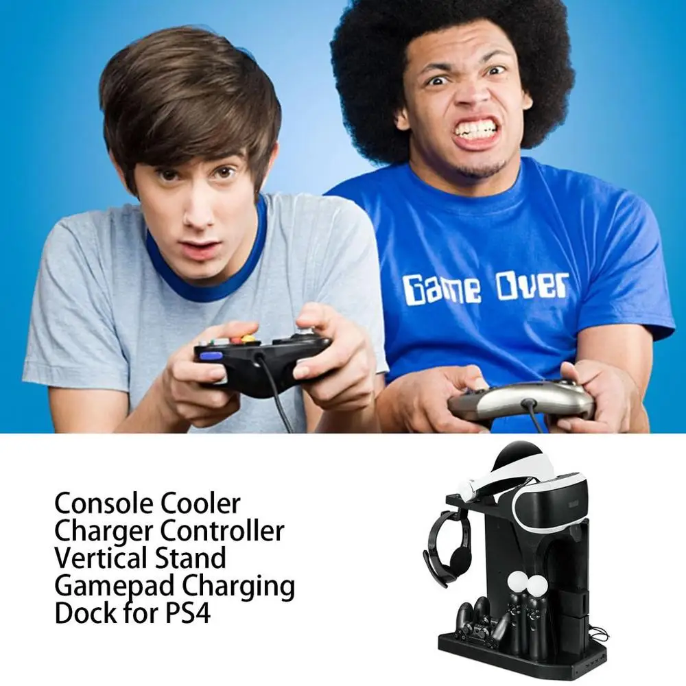

PSVR PS4 Pro Slim Charging Display Stand Showcase for PS4 VR Playstation 4 Vertical Stand Fan Cooler Controller Charger HUB