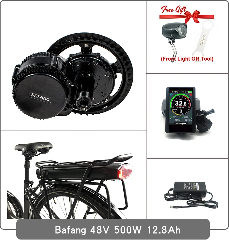 Bafang 8FUN 48 в 500 Вт мм G340 500 BBS02B светильник датчик передач ЖК-дисплей Средний привод мотор электрический велосипед Ebike набор для преобразования с