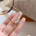 Титановая сталь природного жемчуга кисточкой ожерелья для женщин 2021 новые модные шикарные кулон ожерелье вечерние ювелирные изделия аксессуары