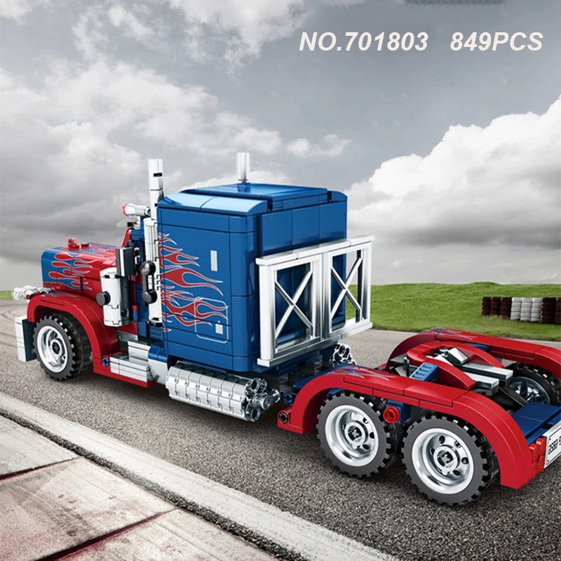 701803, 849 шт., серия Technic, тяжелые контейнерные грузовики, модель, строительные блоки, набор, Классическая модель, детская игрушка