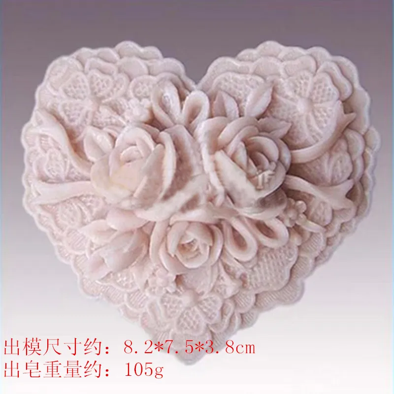 

DIY Craft Silica Gel 3d Flower Soap Molds Rose Pattern Heart Shape Wedding Gift Silicone Soap Mods