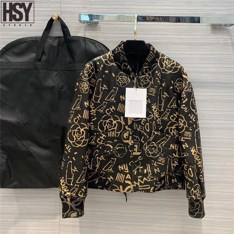 【HSY】2019 Осень Зима Высокое качество Новая Женская дубленка ручная работа Золотой