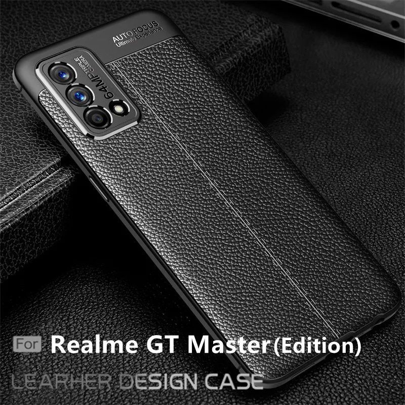 Чехол-накладка для OPPO Realme GT Master, противоударный, мягкий кожаный из ТПУ