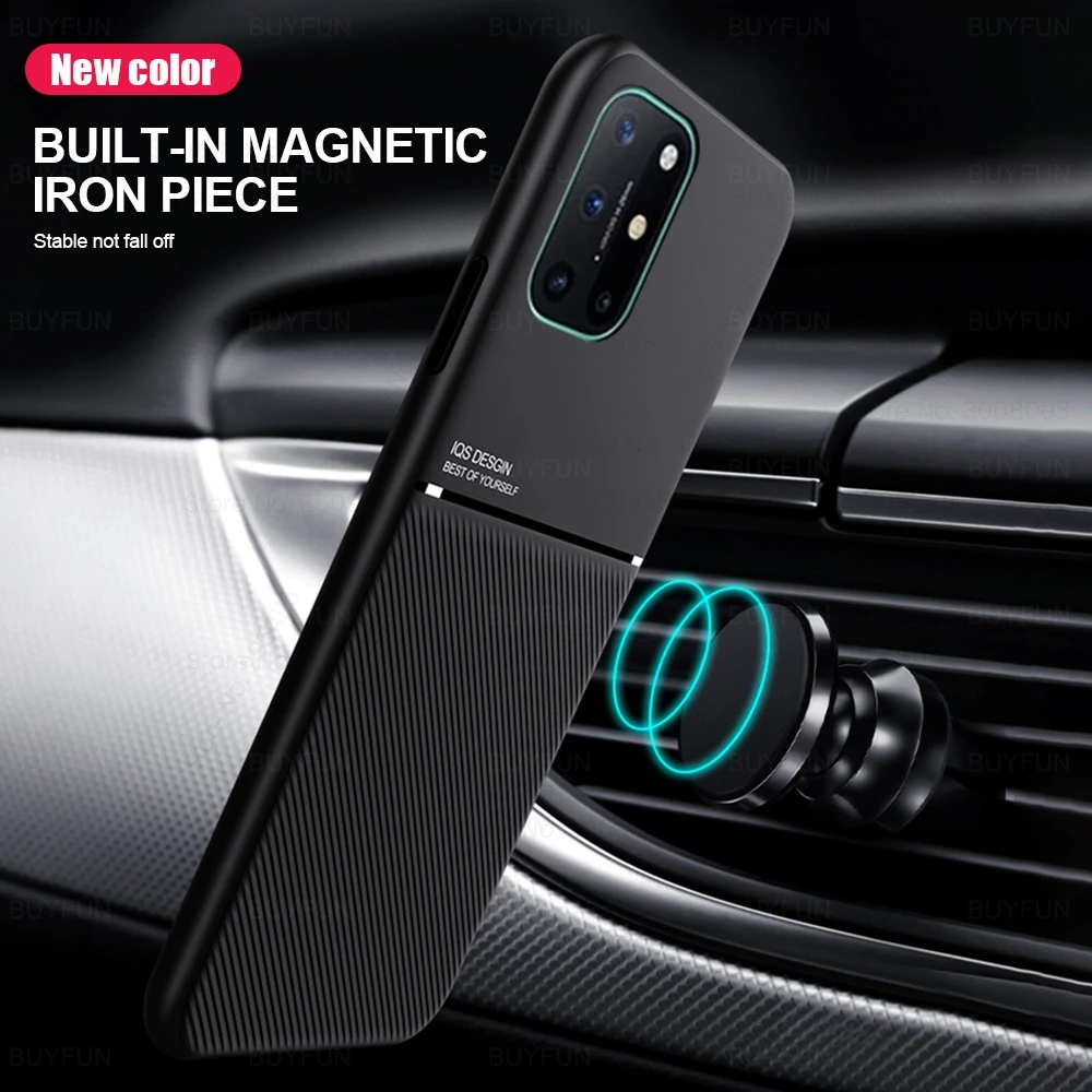 for oneplus8t case leather texture car magnetic holder phone covers for oneplus nord 8t 8 t 5g matte silicone shockproof coque free global shipping