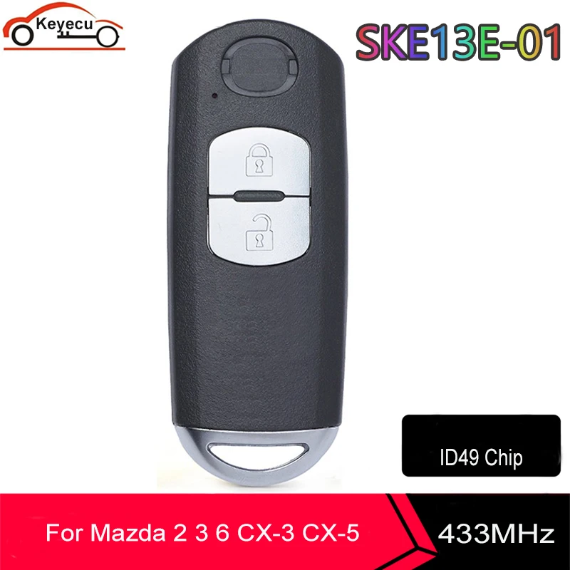 

KEYECU SKE13E-01 For Mazda CX-3 CX-5 2 3 Hatch 6 Wagon 2012 2013 2014 2015 433MHz PCF7953P ID49 Chip Keyless Smart Remote Key