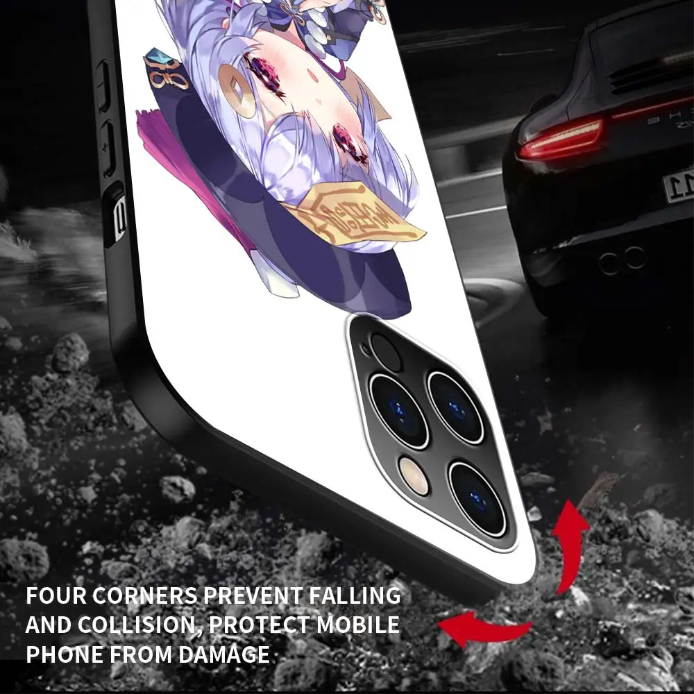 

Luxury Phone Case For iPhone 11 Pro Max Shell For iphone 12 Pro 7 8 Plus SE 2020 X XR XS Black Cover Genshin Impact Ganyu Qiqi