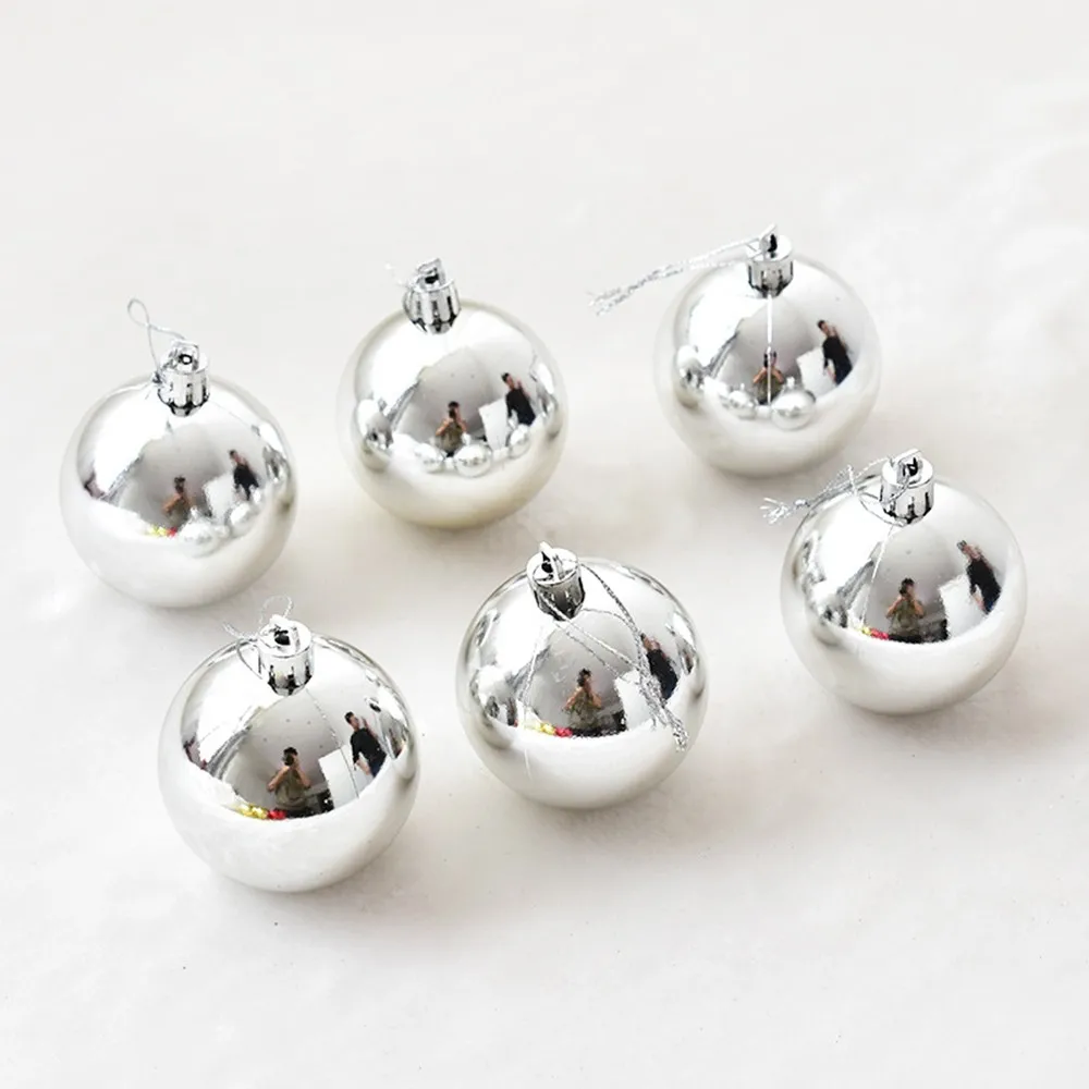 5CM SLIVER 6 шт./компл. Рождественские шары подвесные украшения Рождественская елка висячие украшения вечерние декоративные шары украшения дома поставки - Цвет: 5CM SLIVER