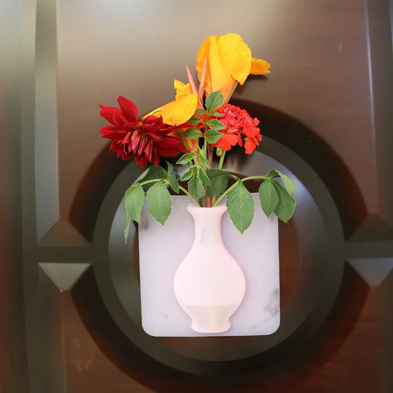 Съемные Волшебные силиконовые вазы наклейки Висячие листья бутылки стикеры на