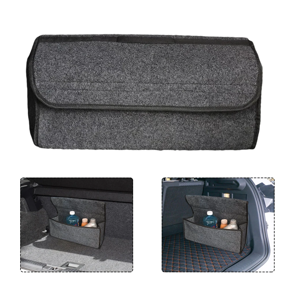 

Car Trunk Organizer Felt cloth Storage Box Heavy Duty Foldable Trunk Storage Box Auto Container Bag Auto Interior Storage Bag