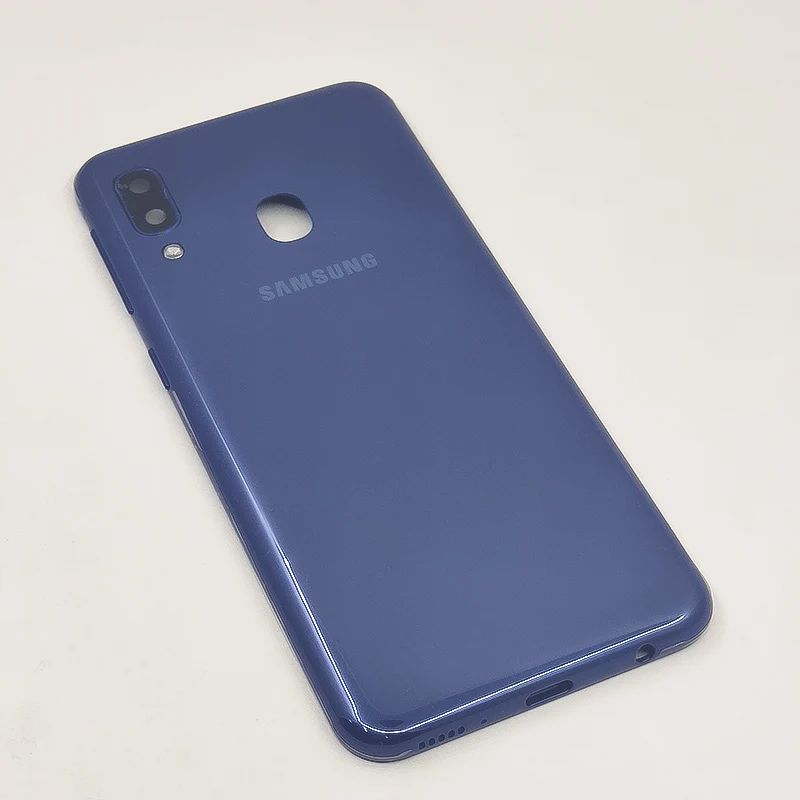 Синий A20e чехол для телефона для samsung Galaxy A20E Задняя крышка батареи Задняя Дверь Корпус чехол Замена ключ для боковой кнопки объектив камеры - Цвет: Синий