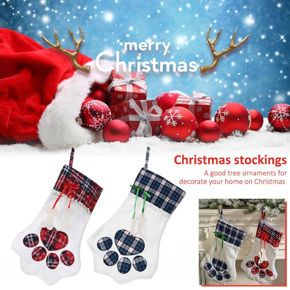 Рождественские домашние украшения рождественские носки в клетку с когтями для