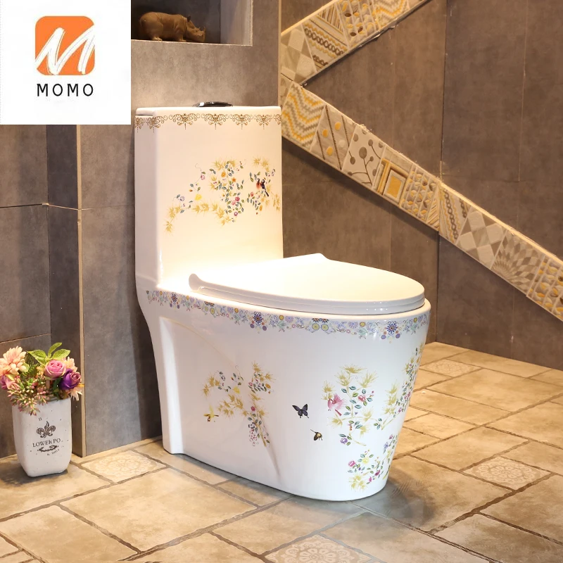 

Siphon toilet, spring garden European art ceramic toilet, household adult toilet siphon ordinary toilet Biological Toilet
