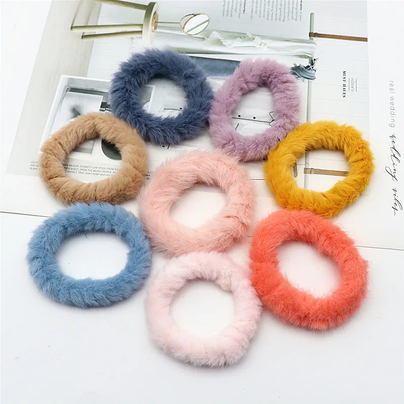 

Simple Style Headband Hair Tie Autumn and Winter Plush Elastic Rubber Band Elastic Hair Tie Ponytail Hair Accessories 4/8pcs