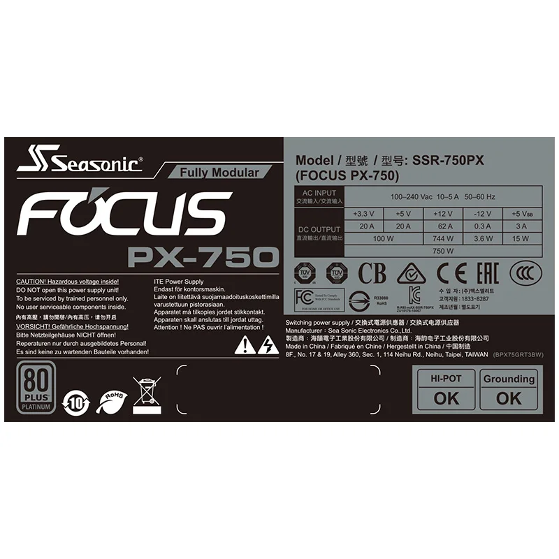 

FOCUS+ 750PX 750W 80PLUS platinum certification Full module silent power supply Ten-year warranty