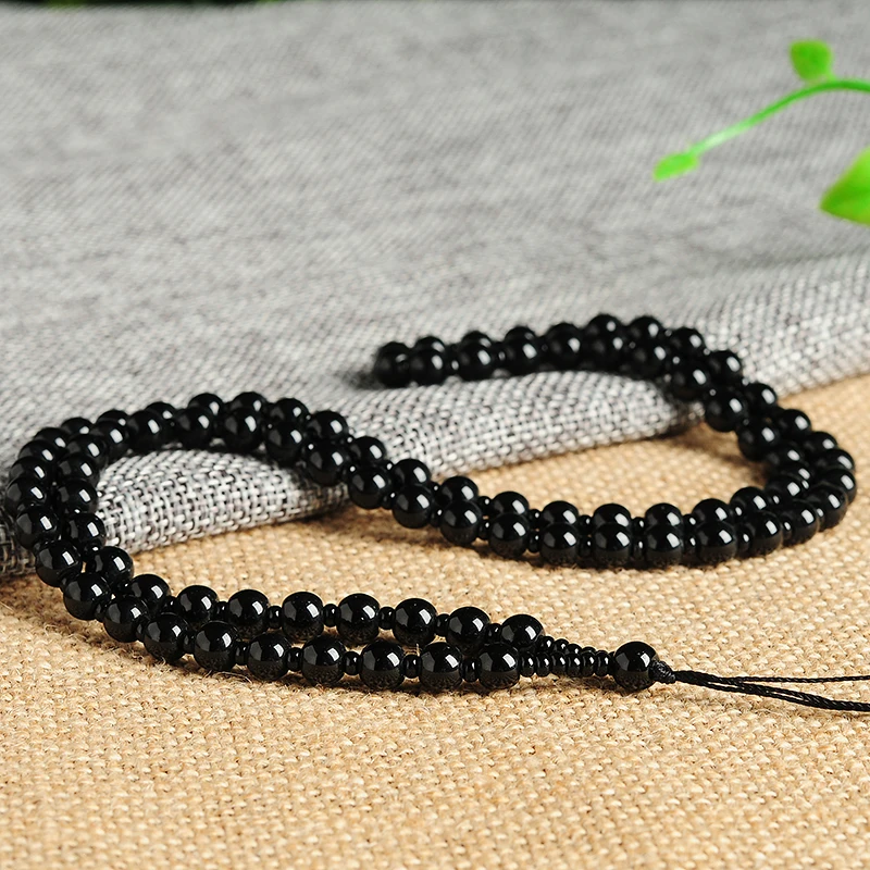 Оригинальное черное ожерелье из стеклянных бусин Висячие веревки модные
