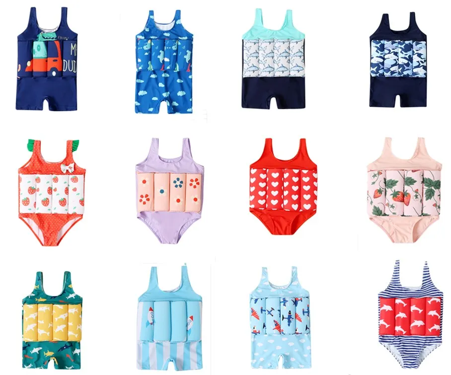 Детский раздельный купальник с мультяшным динозавром съемные плавучие палочки