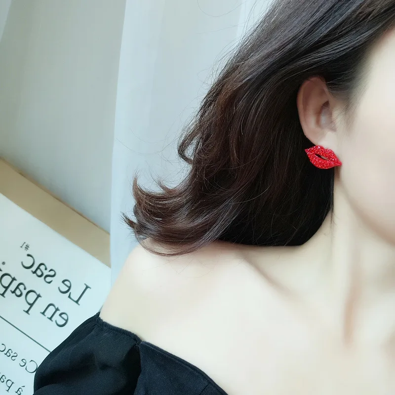 

Krasivaya Red Lipstick Earrings For Women Fashion Jewelry Trendy Gift