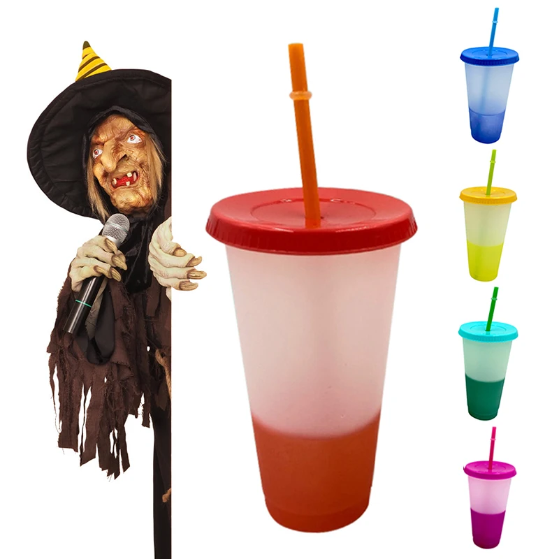 1 шт. многоразовые Меняющие цвет холодные чашки PP Tumbler с крышкой чашка вампира
