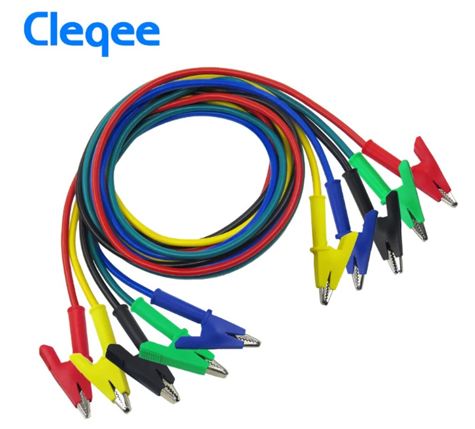 

5 шт. Cleqee P1024 двухсторонние зажимы кабель Аллигатор испытательный зонд свинцовый провод 100 см 5 цветов 15 А