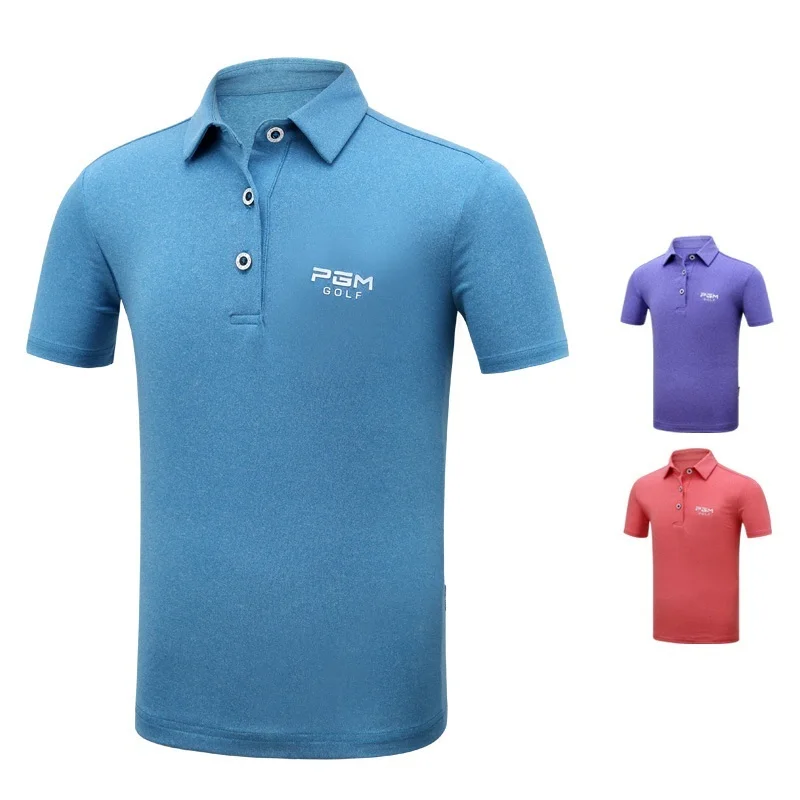 

Pgm Men's Golf T-Shirt Short Sleeve Breathable T-Shirt Mens Stand Collar Quick-Drying Casual Tops Golf Clothing AA11832