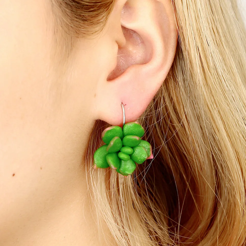 Lovely lady metal Green Mismatched Colorful Funny Cactus Succulents Plant Flower Earrings Jewelry F801 | Украшения и аксессуары