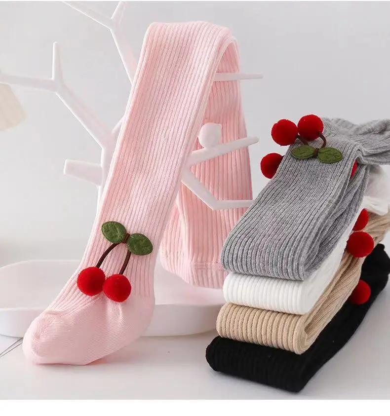 

2021 Winter Baby Girls Tights Leggings Solid Cotton Children Cherry Stocking Newborn Kids Leotards Warm Autumn PP Pant Pantyhose