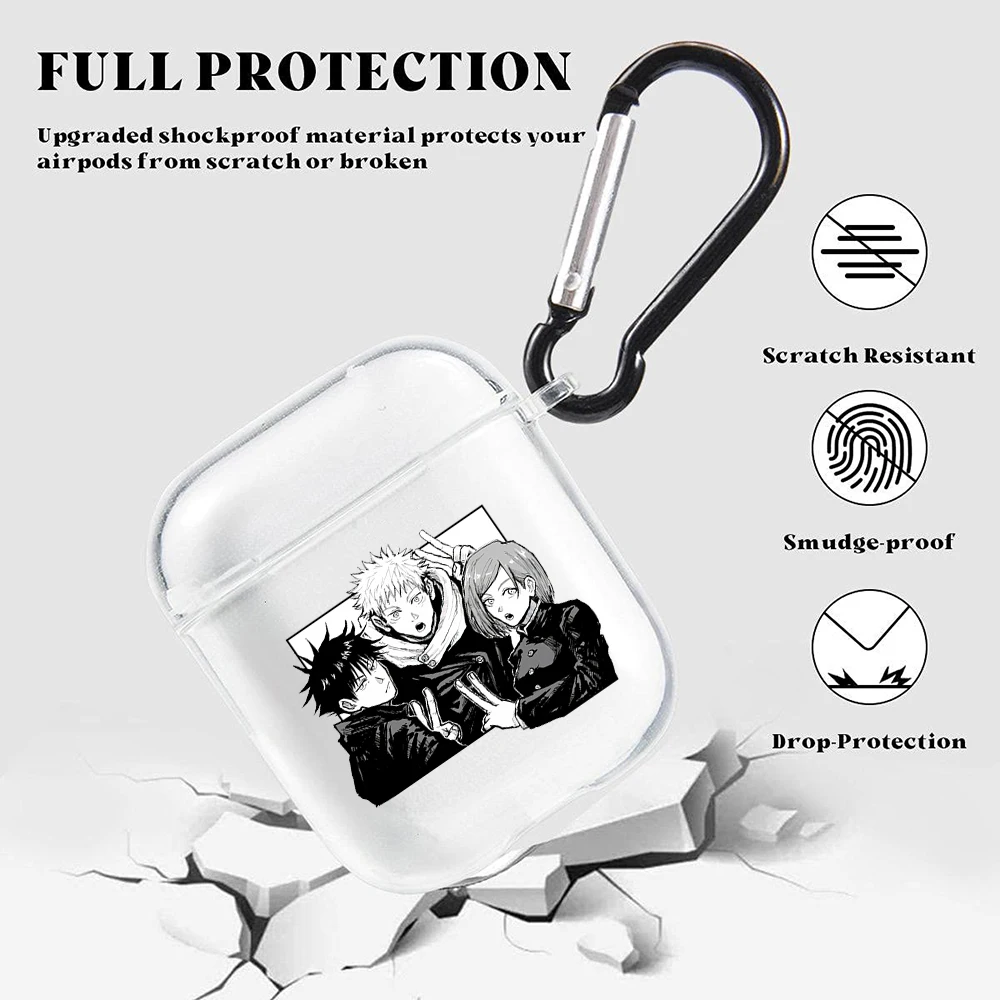 Прозрачный чехол для наушников Airpods 2/1 Япония аниме джудцу Kaisen Gojo Satoru мягкий
