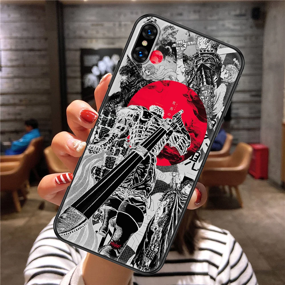 Чехол для телефона с рисунком аниме берзер iphone 5 5s se 2 6 6s 7 8 12 mini plus X XS XR 11 PRO MAX черный