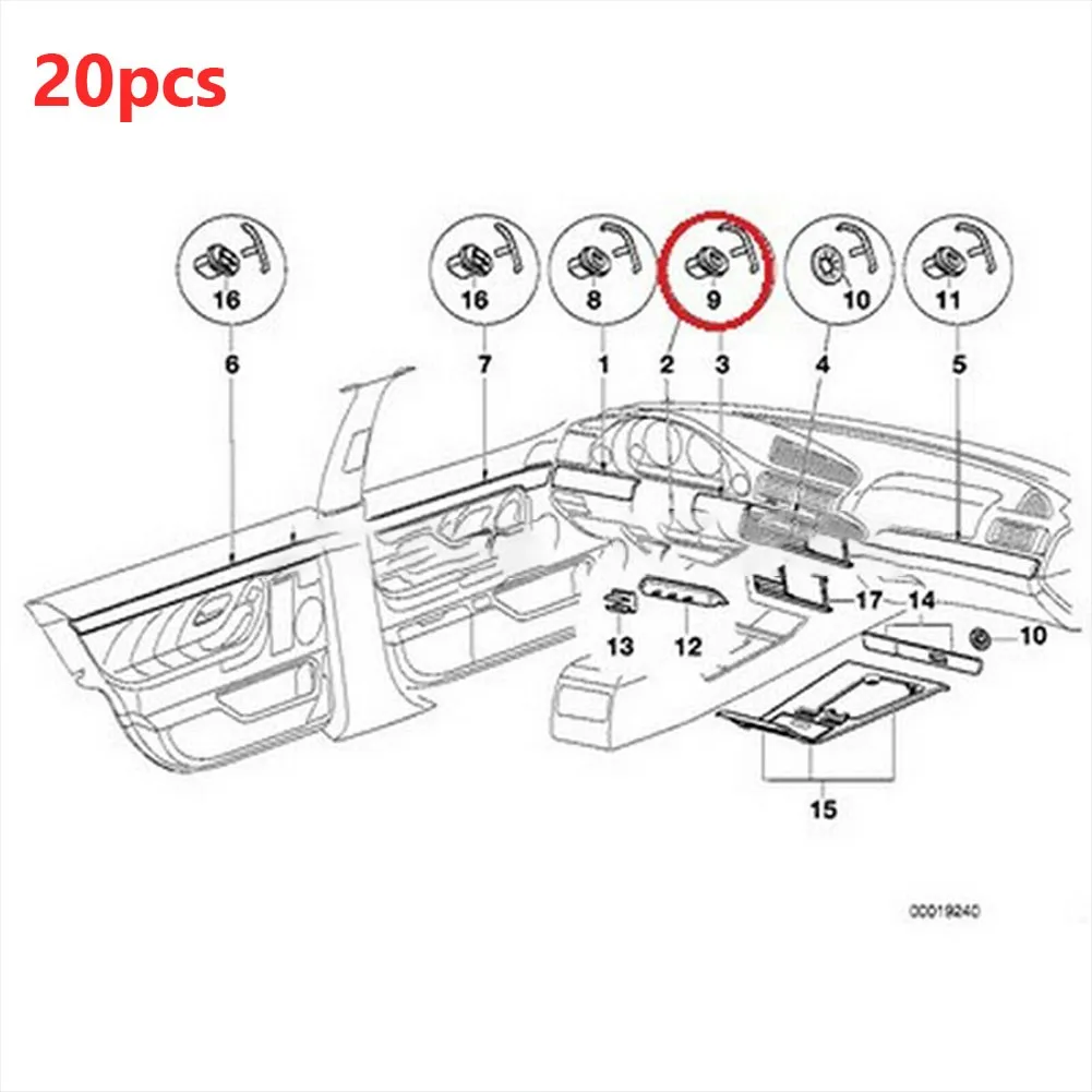 

Retainer Moulding Clip 20 Pcs/Set Accessories Car Parts Clear Interior Trim