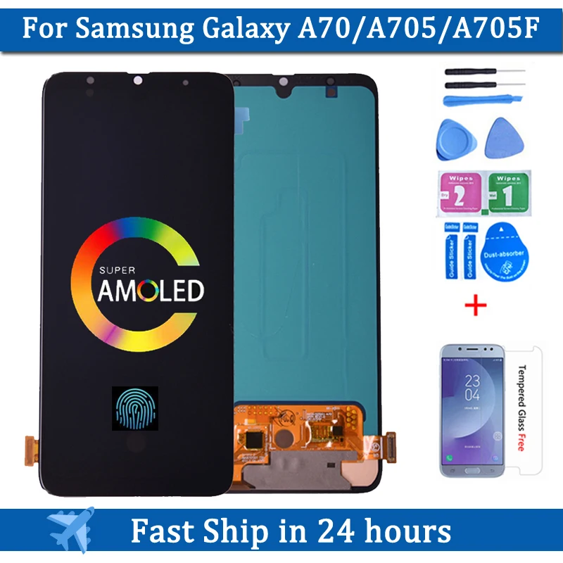 ЖК дисплей Super AMOLED для Samsung Galaxy A70 сенсорный экран с дигитайзером в сборе рамкой