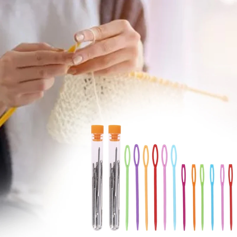 

12Pcs Plastic Sewing Needles+18Pcs Large Eye Blunt Needles Safety Darning Yarn Lacing Weaving Sewing Needles Projects