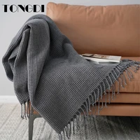 tongdi soft warm lace fringed knitting wool thin throw blanket pretty gift luxury decor for girl all season handmade sleeping